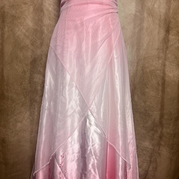 Morgan and Co. Vintage Y2K Strapless Ombre Maxi Dress Floral Embroidered Pink - Picture 12 of 12